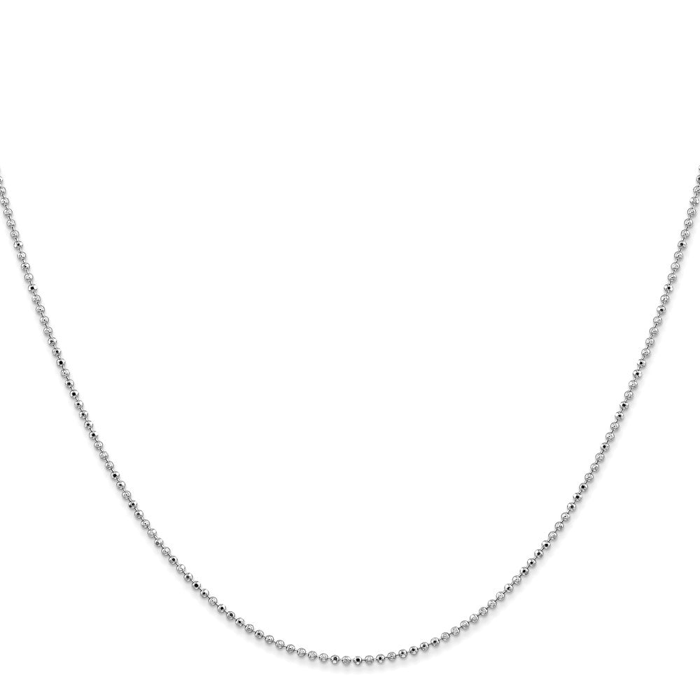 14K White Gold 16 inch 1.2mm Diamond-cut Beaded with Lobter Clasp Pendant Chain
