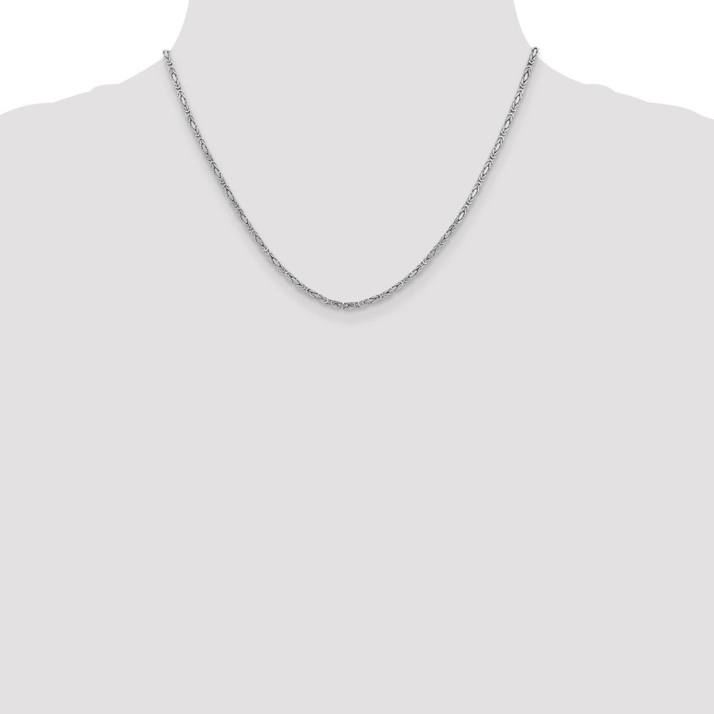 14K White Gold 18 inch 2mm Byzantine with Lobster Clasp Chain