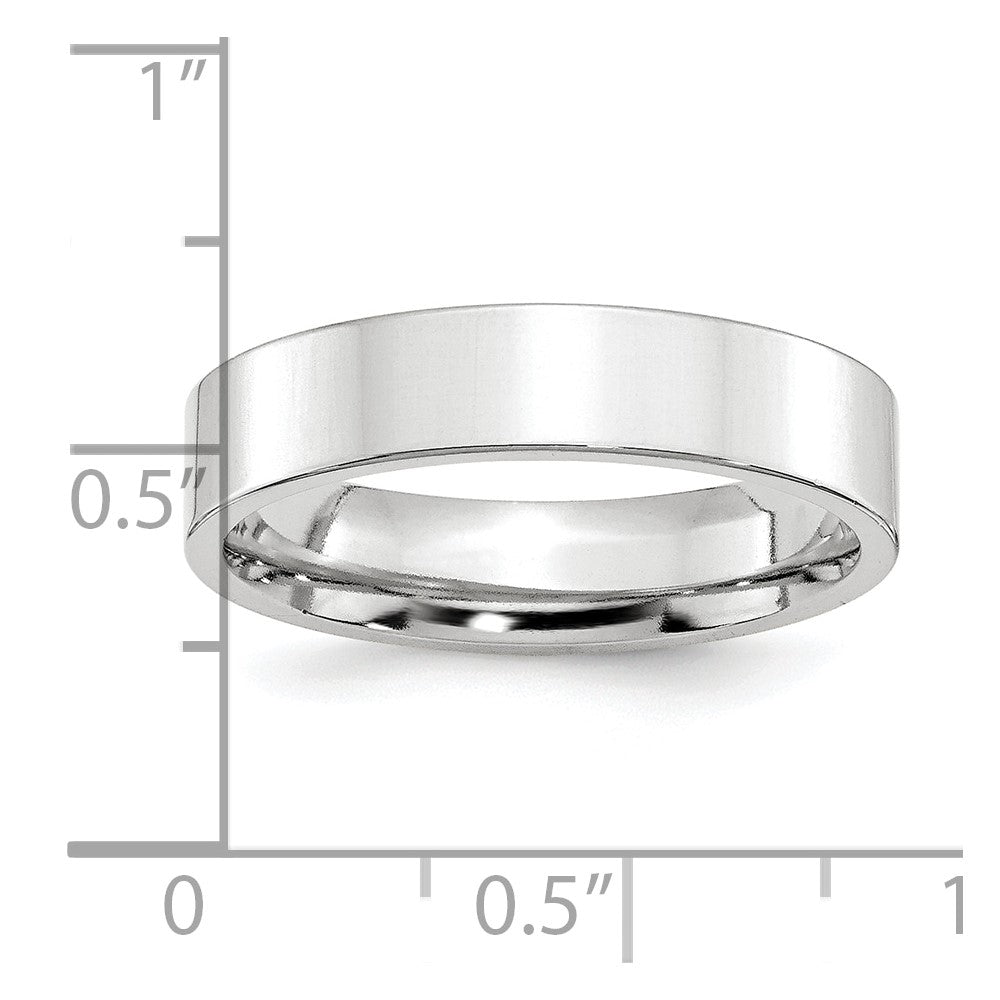 Platinum 5mm Polished Flat Wedding Band Size 10