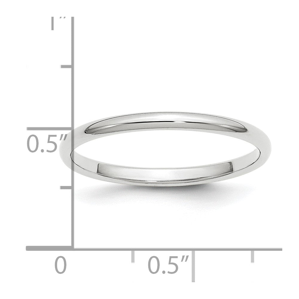 Platinum 2mm Half Round Wedding Band Size 5.5