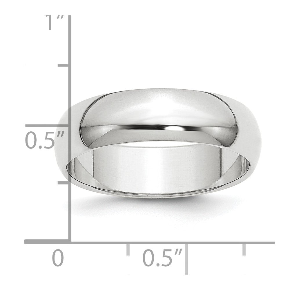 Platinum 6mm Half Round Wedding Band Size 4.5