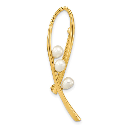 14k 4-5mm White Teardrop Freshwater Cultured Pearl Brooch