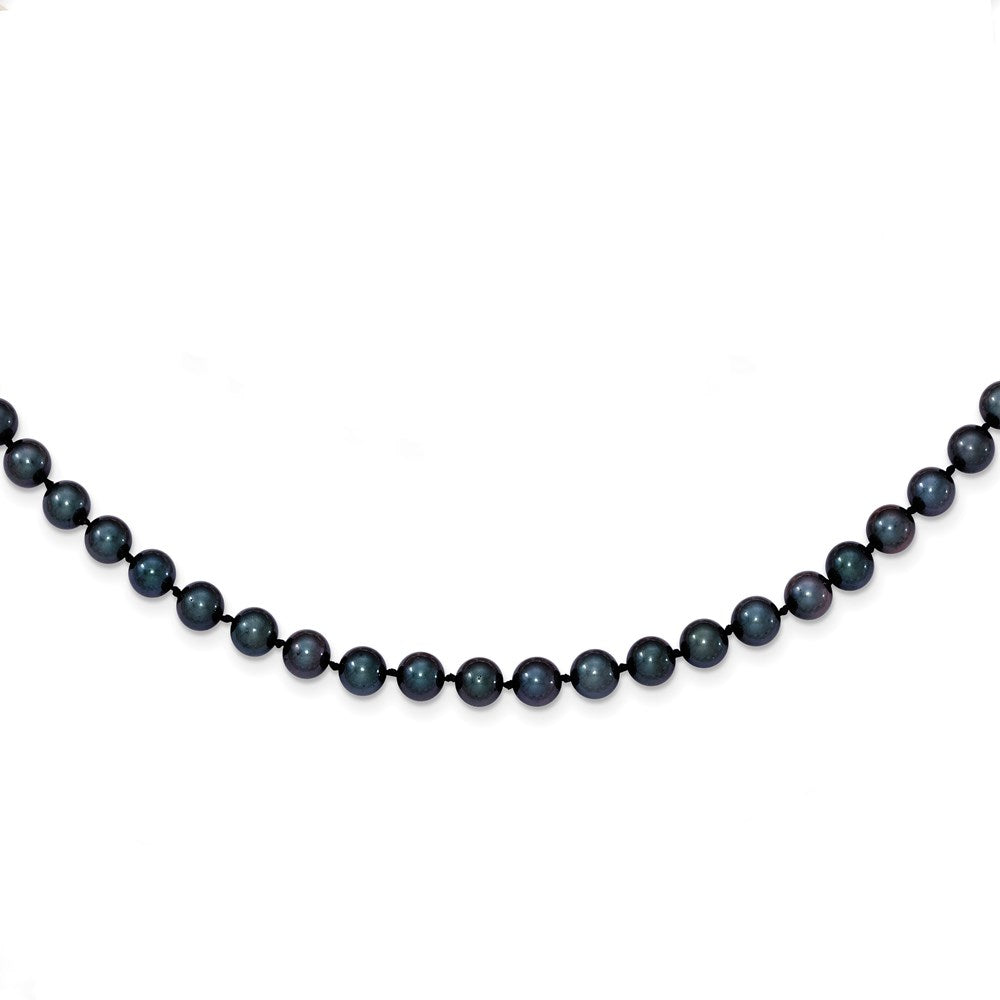 14k White Gold 5-6mm Black Round Akoya Saltwater Cultured Pearl 20 inch Necklace