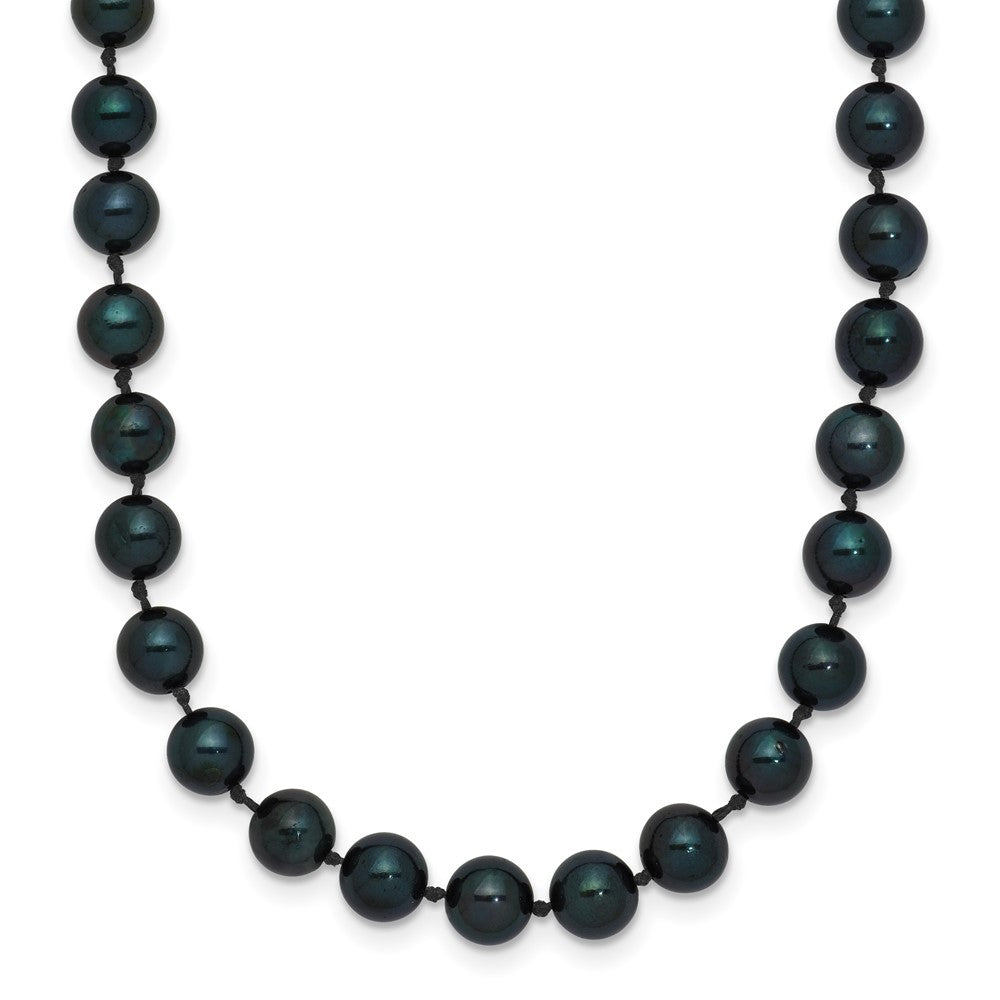 14k White Gold 5-6mm Black Round Akoya Saltwater Cultured Pearl 18 inch Necklace