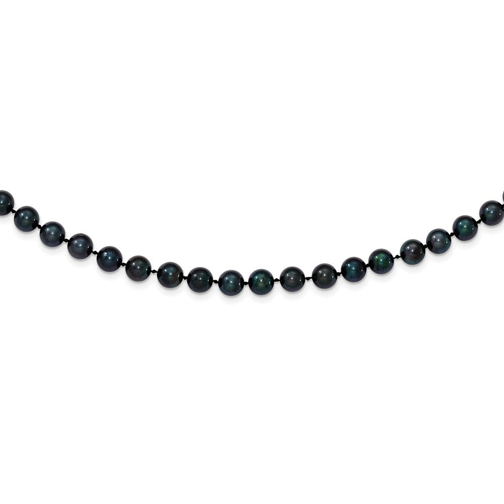 14k White Gold 6-7mm Black Round Akoya Saltwater Cultured Pearl 20 inch Necklace