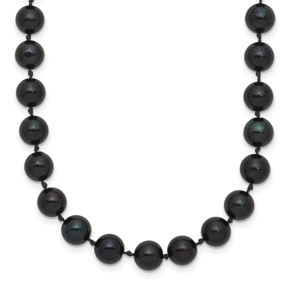 14k White Gold 6-7mm Black Round Akoya Saltwater Cultured Pearl 20 inch Necklace