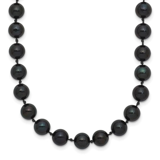 14k White Gold 6-7mm Black Round Akoya Saltwater Cultured Pearl 20 inch Necklace