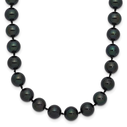 14k White Gold 7-8mm Black Round Akoya Saltwater Cultured Pearl 20 inch Necklace