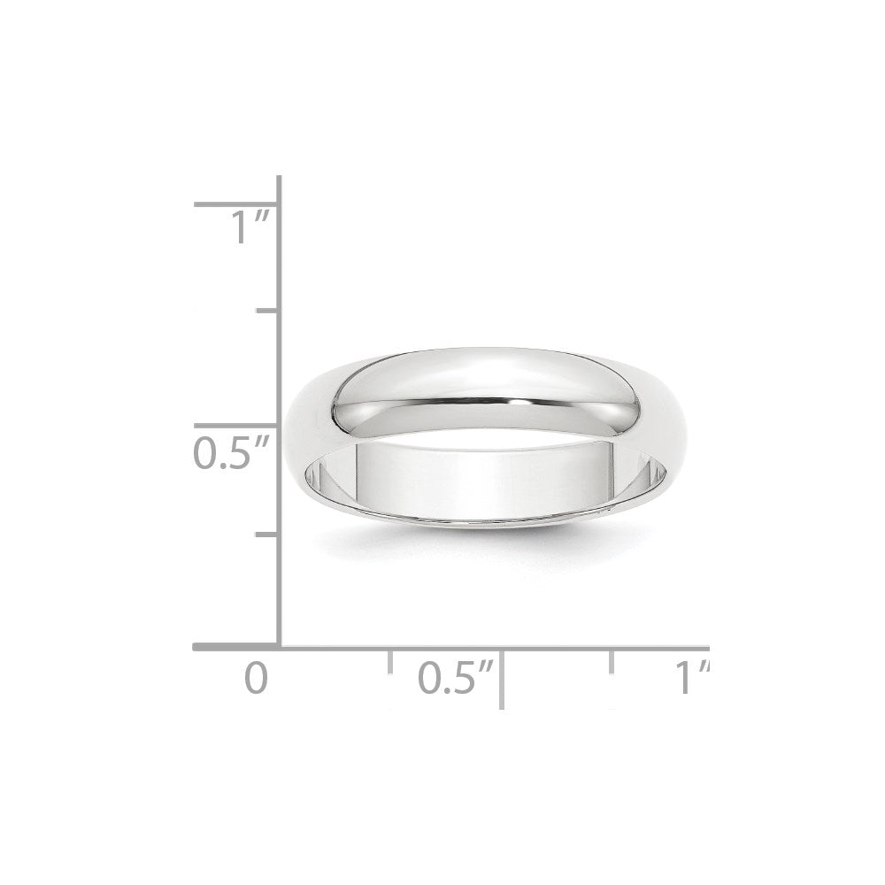 Platinum 5mm Half Round Featherweight Wedding Band Size 10