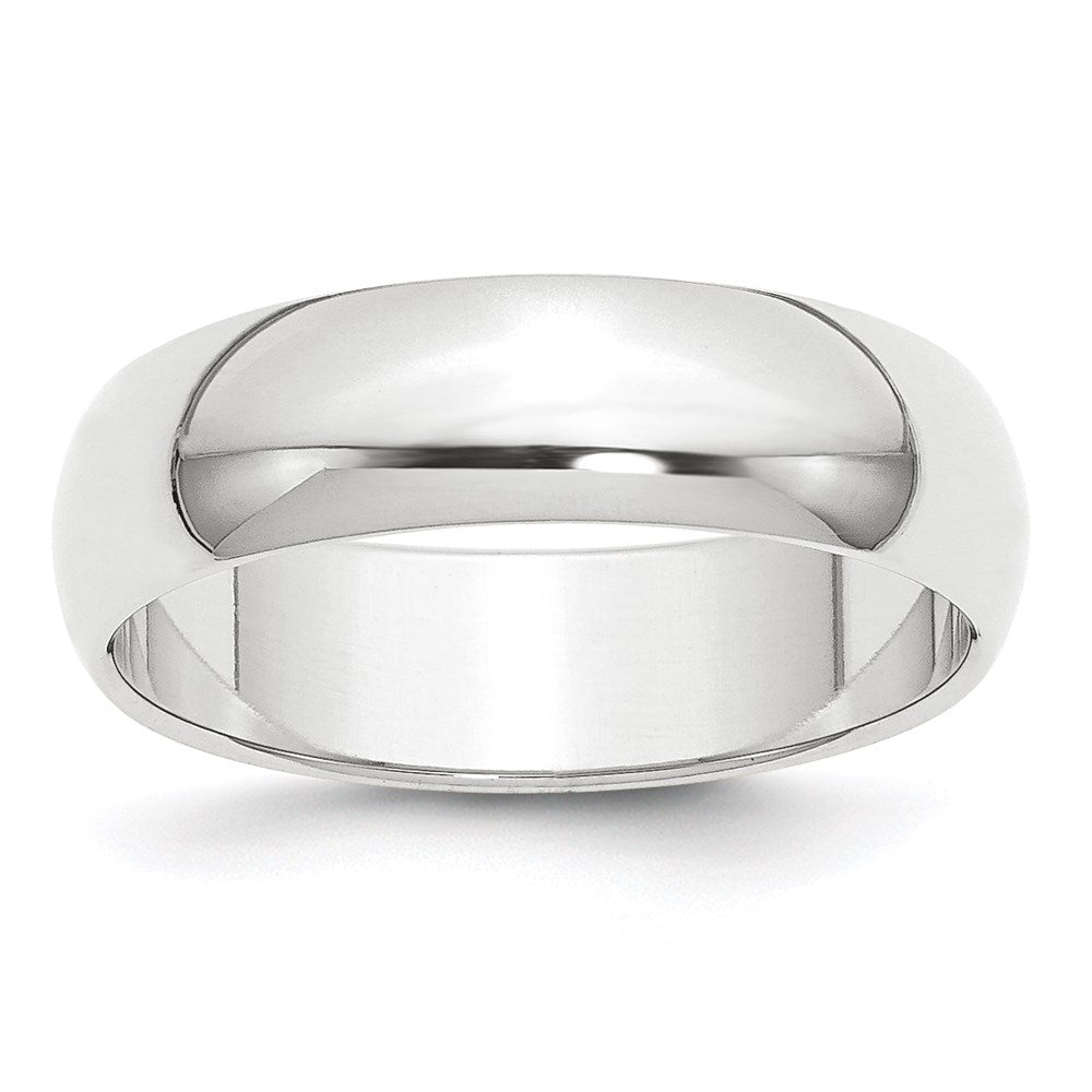 Platinum 6mm Half Round Featherweight Wedding Band Size 10.5