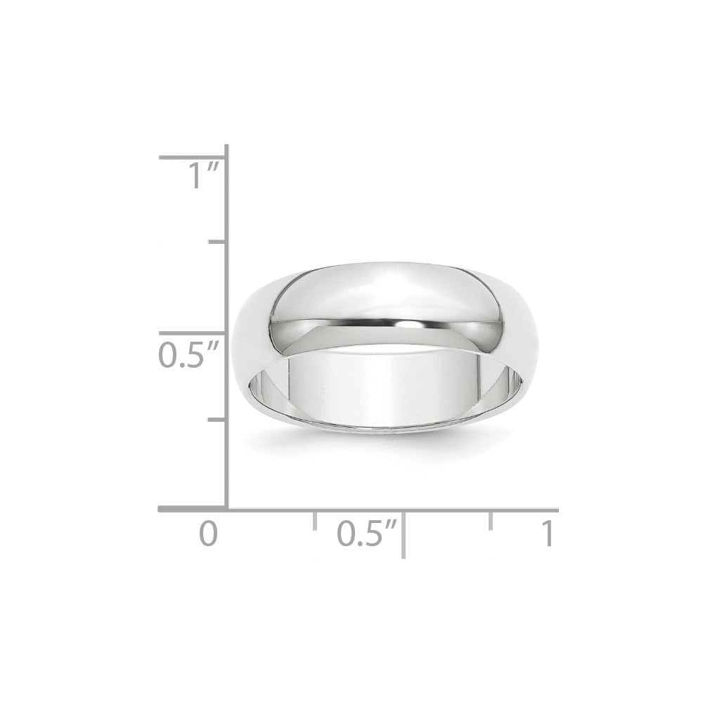 Platinum 8mm Half Round Featherweight Wedding Band Size 7
