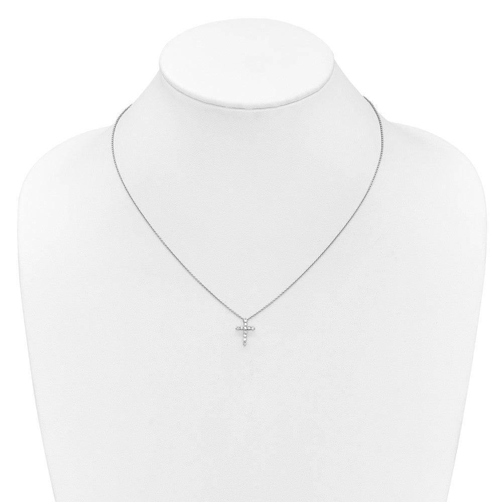 14k White Gold Diamond Cross 18 inch Necklace