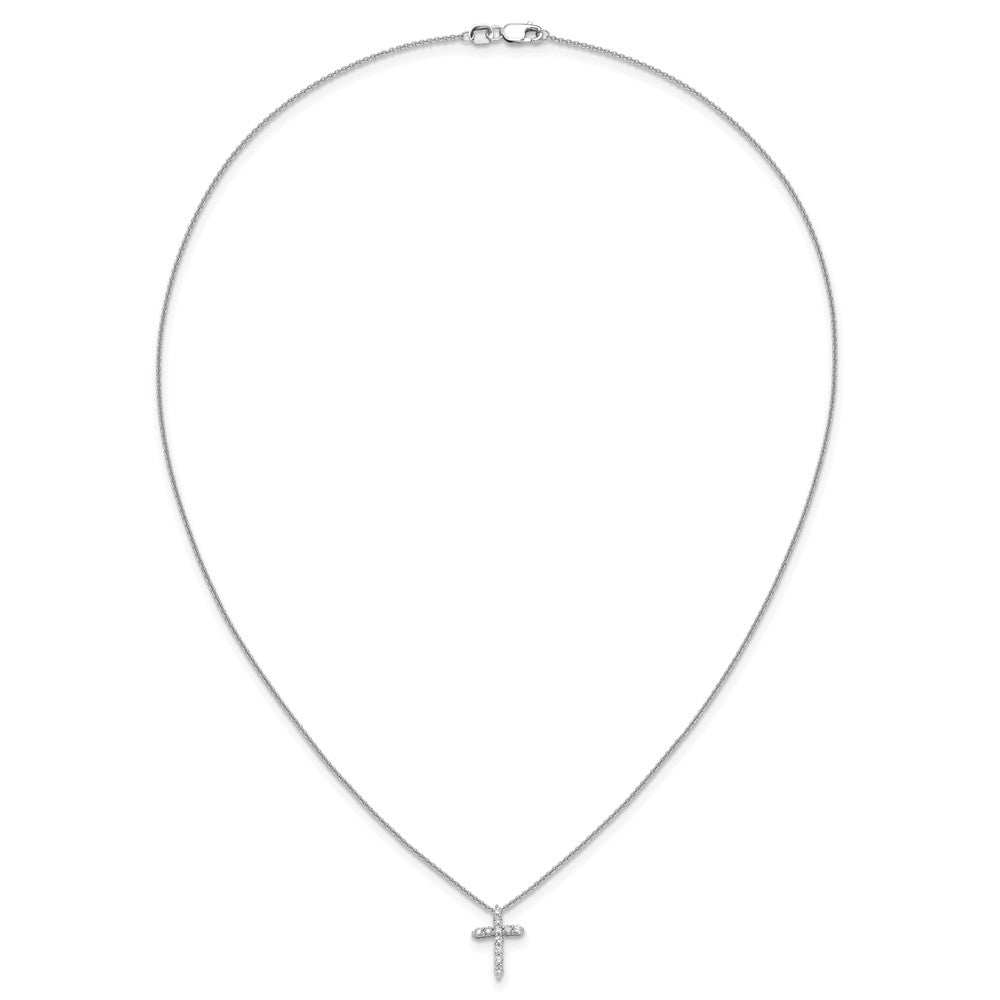 14k White Gold Diamond Cross 18 inch Necklace