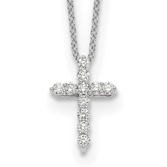 14k White Gold Diamond Cross 18 inch Necklace