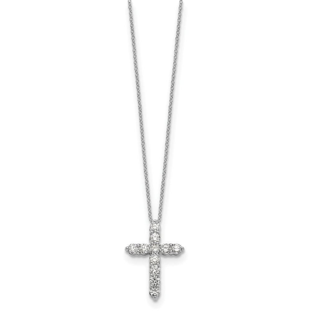 14k White Gold Diamond Cross 18 inch Necklace