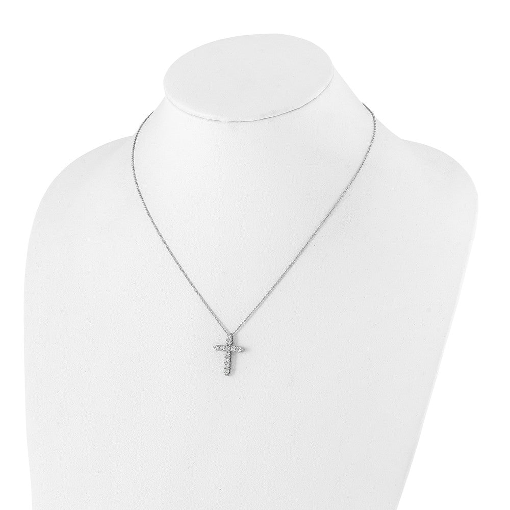 14k White Gold Diamond Cross 18 inch Necklace