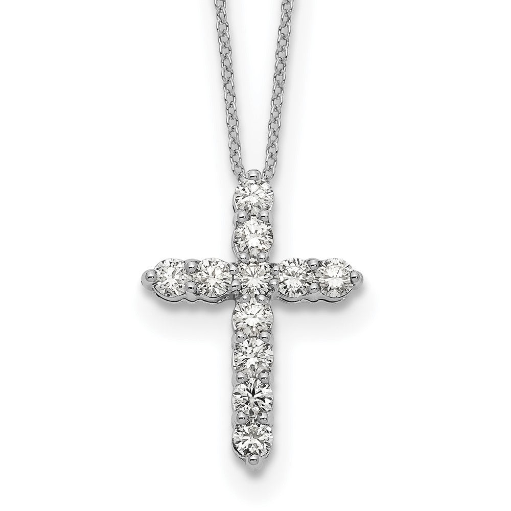 14k White Gold Diamond Cross 18 inch Necklace