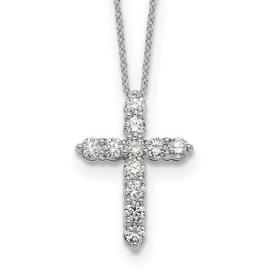 14k White Gold Diamond Cross 18 inch Necklace