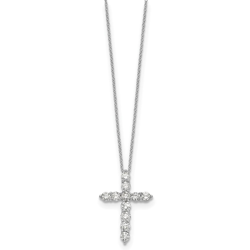 14k White Gold Diamond Cross 18 inch Necklace
