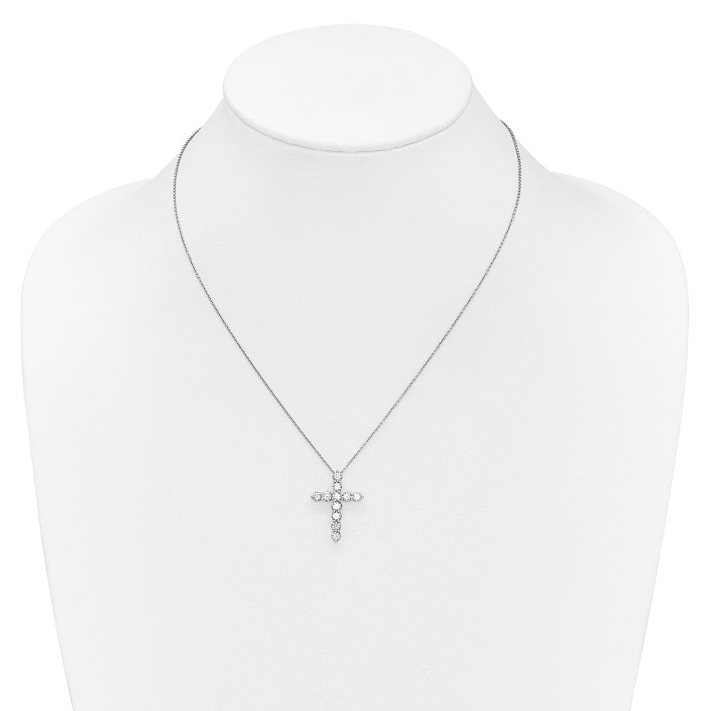 14k White Gold Diamond Cross 18 inch Necklace