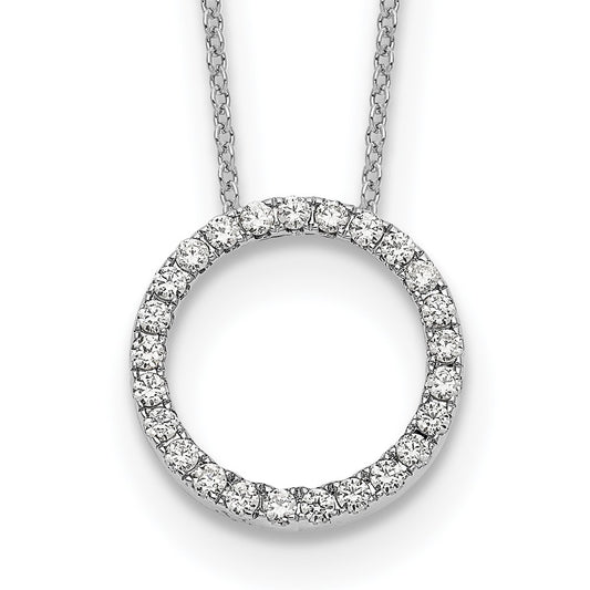 14k White Gold Diamond Circle 18 inch Necklace