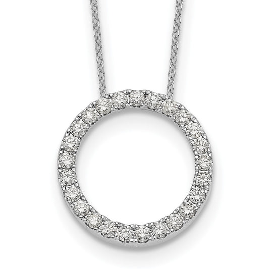 14k White Gold Diamond Circle 18 inch Necklace