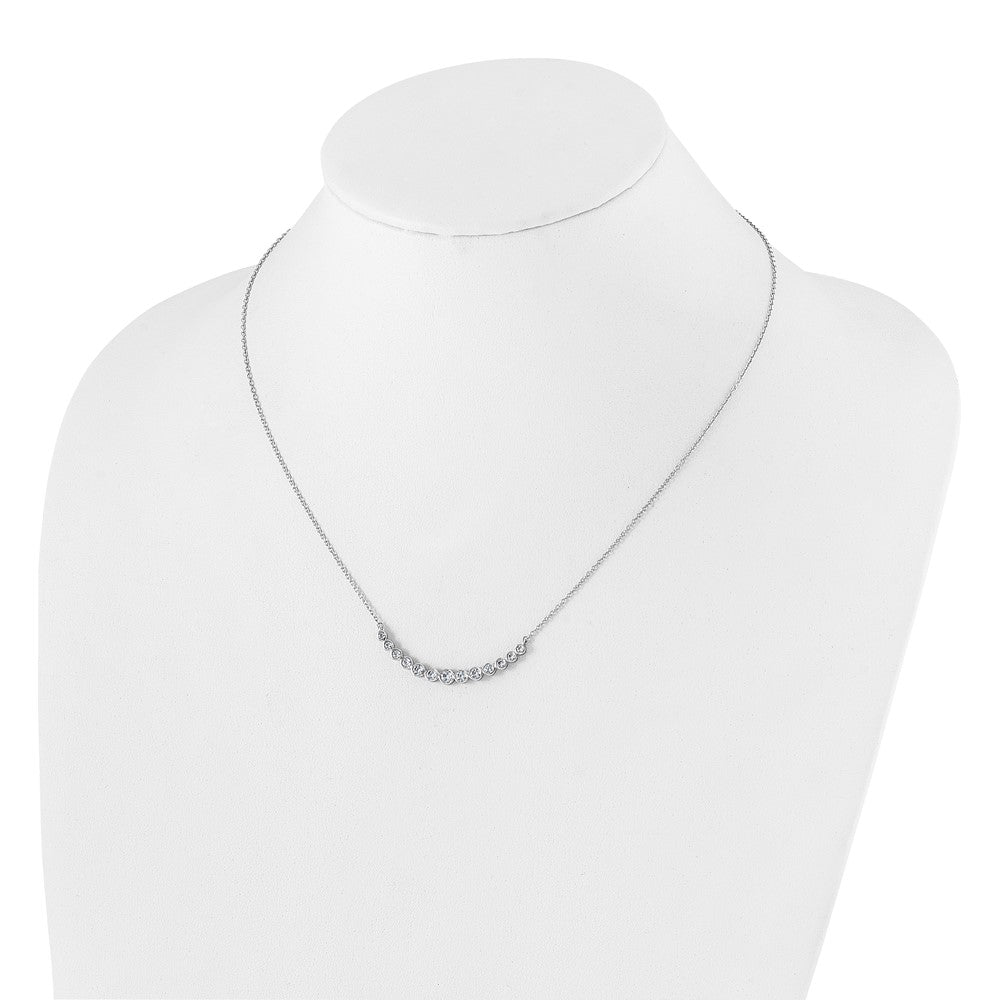 14k White Gold Diamond Curved Bar Necklace