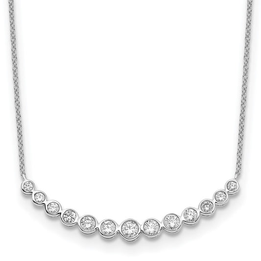 14k White Gold Diamond Curved Bar Necklace