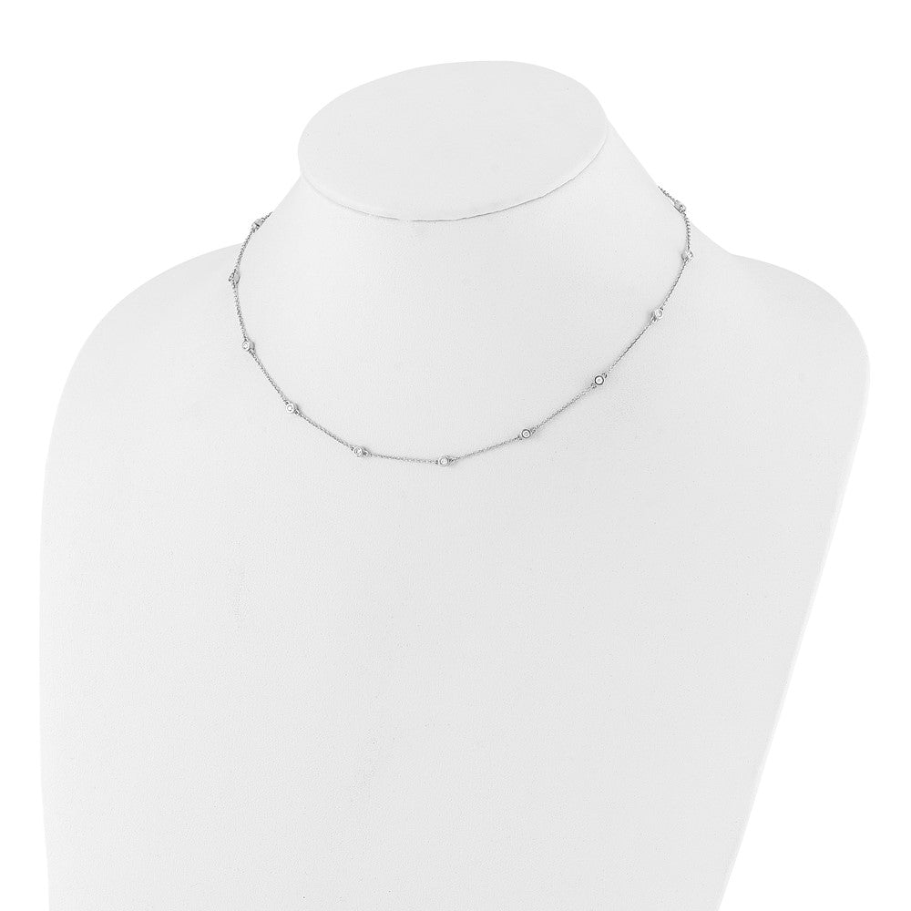 14k White Gold Diamond Station Cable Necklace