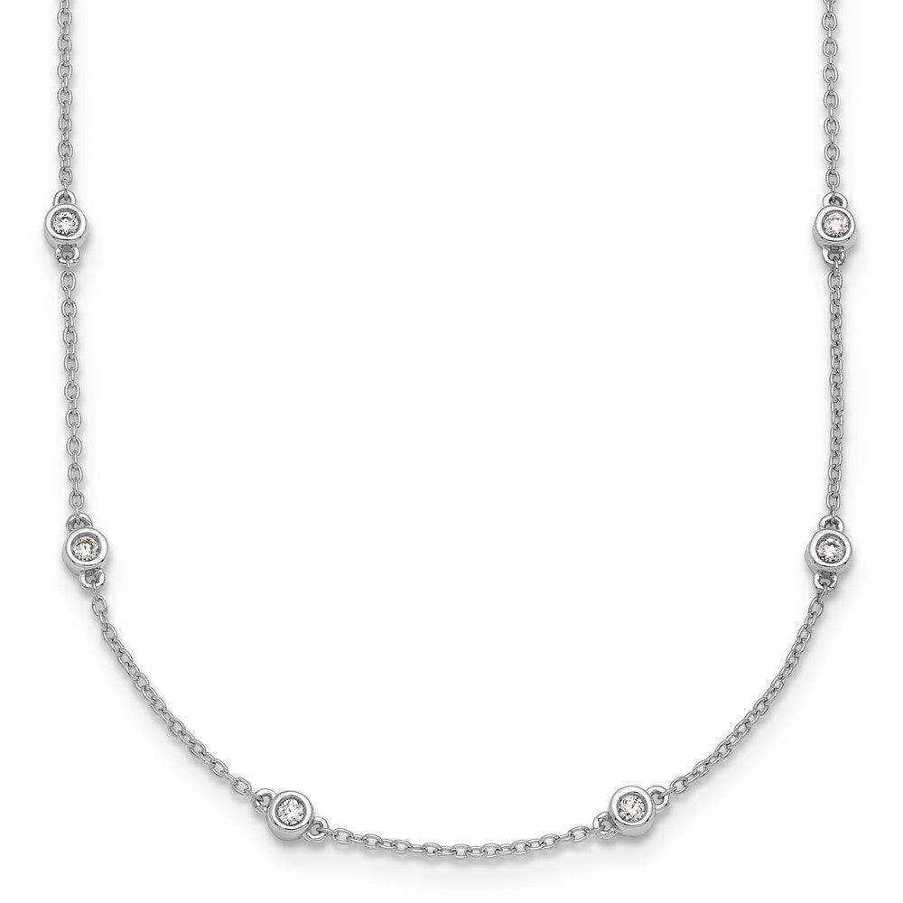 14k White Gold Diamond Station Cable Necklace