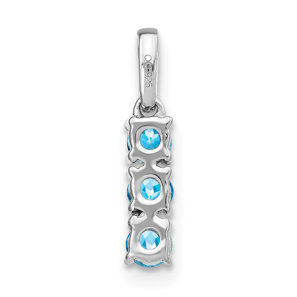 14k White Gold 3-stone Blue Topaz and Diamond Pendant