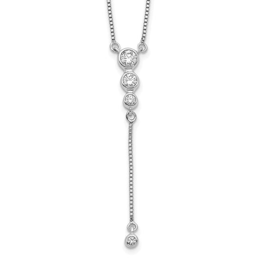14k White Gold Diamond 3-stone w/dangle 18 inch Drop Necklace
