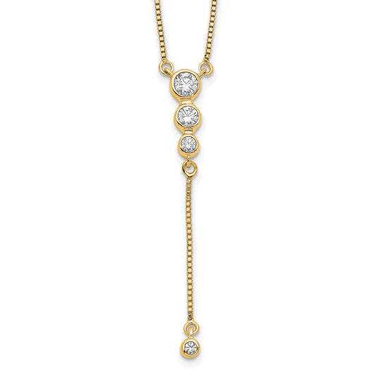 14k Diamond 3-stone w/dangle 18 inch Necklace