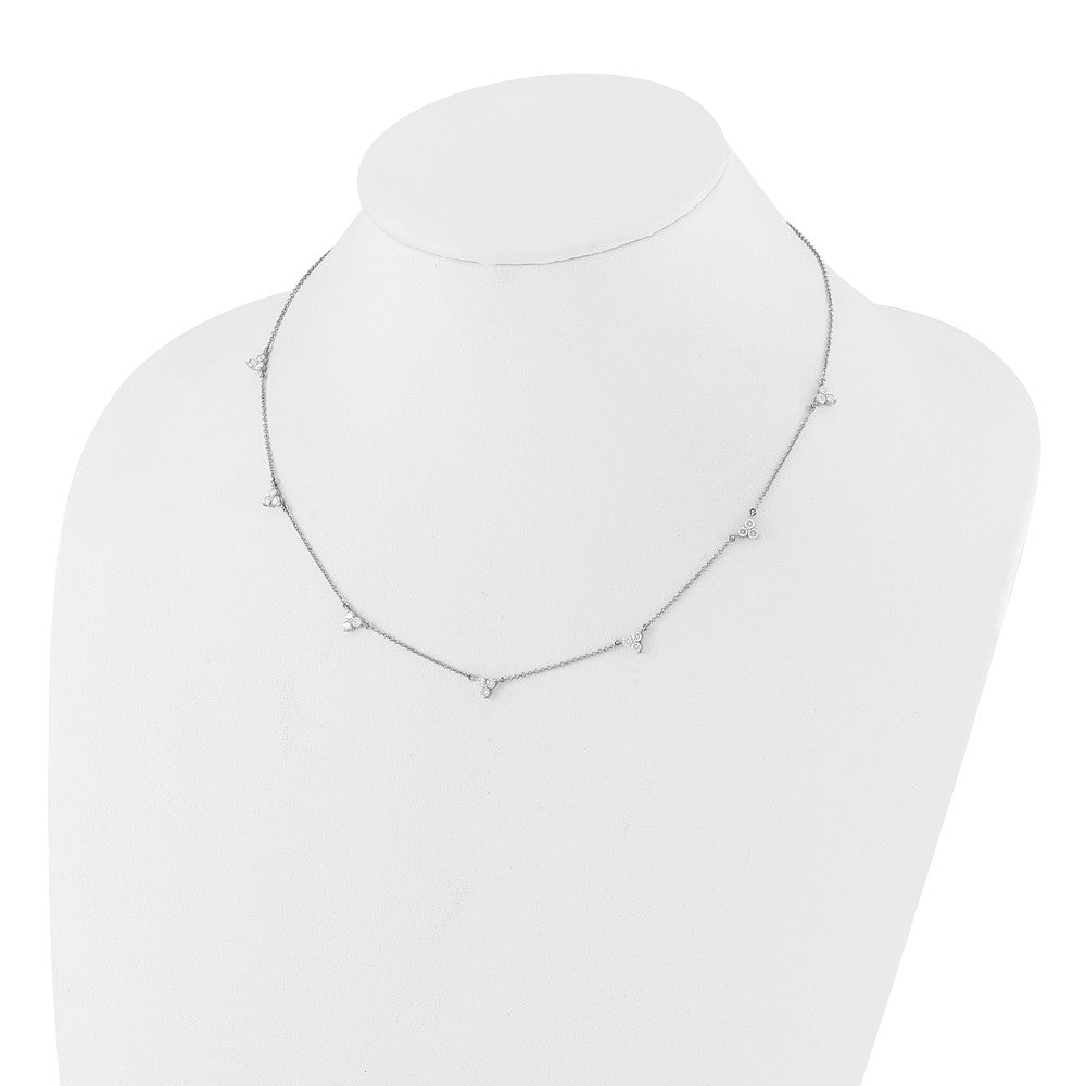 14k White Gold Diamond Multi Station 18 inch Necklace