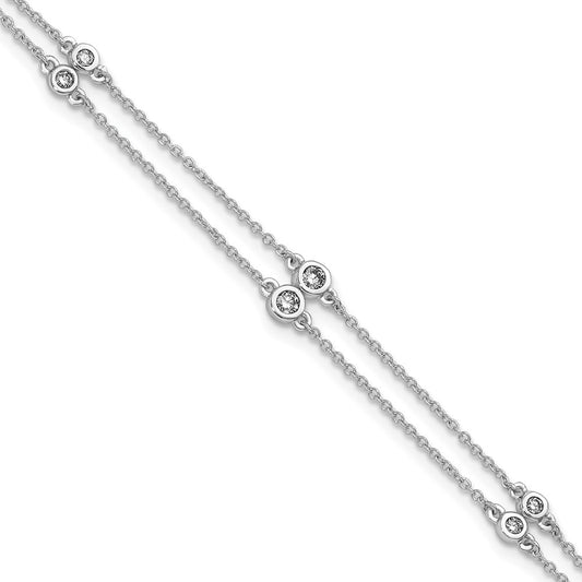 14k White Gold Diamond Multi Station Double Strand Bracelet