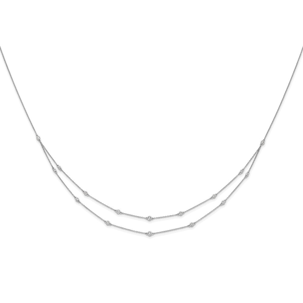 14k White Gold Diamond Multi Station Double Strand Necklace