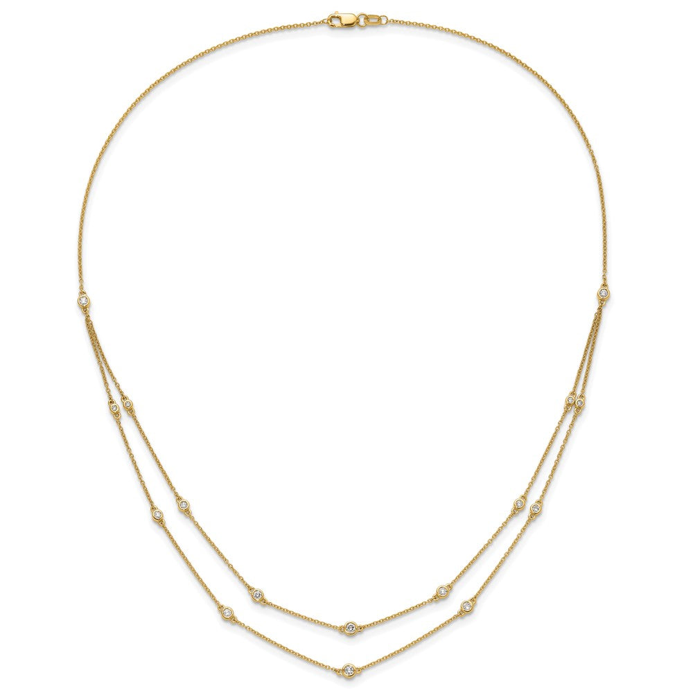 14k Diamond Multi Station Double Strand Necklace