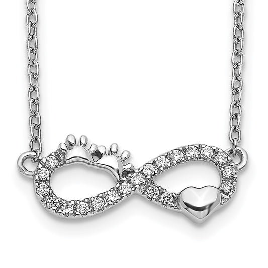 14k White Gold Diamond Infinity Pawprint/Heart 18 inch Necklace