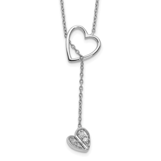 14k White Gold Diamond Heart w/dangle 18 inch Necklace