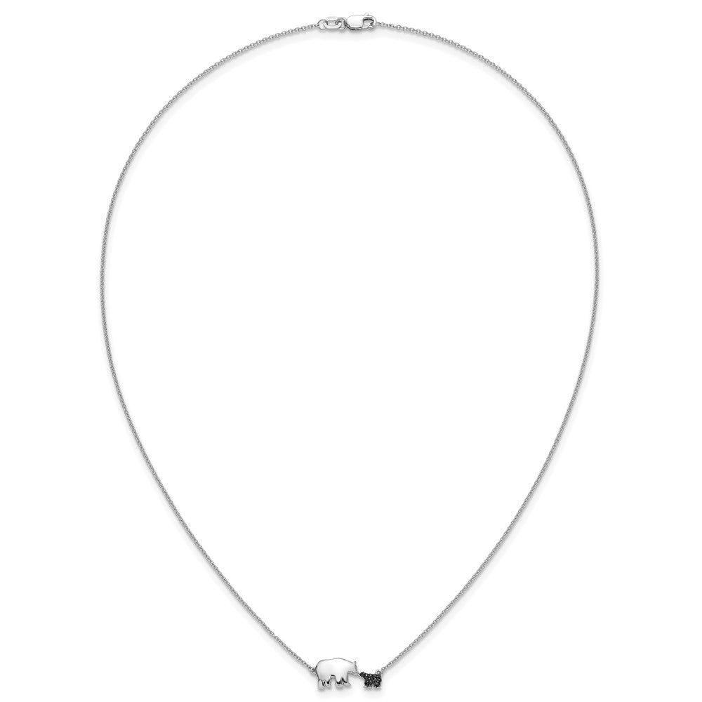14k White Gold Black Diamond Mother and Bear 18 in Necklace