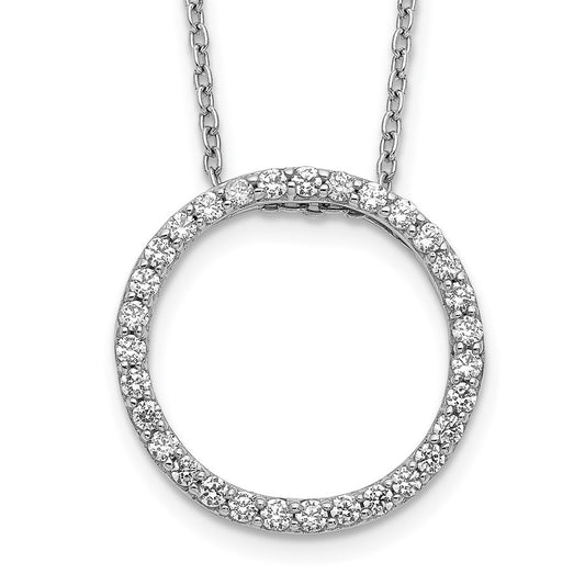 14k White Gold Diamond Circle 18 inch Necklace