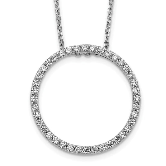 14k White Gold Diamond Circle 18 inch Necklace