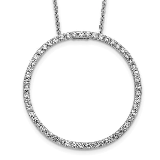 14k White Gold Diamond Circle 18 inch Necklace