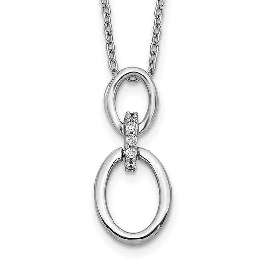 14k White Gold Diamond Ovals 18 inch Necklace