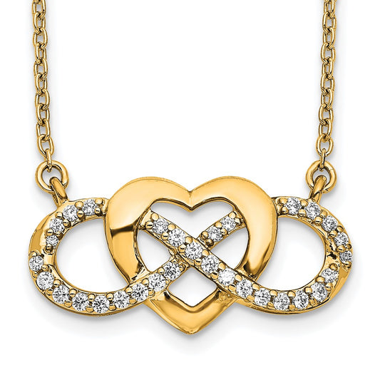14k Diamond Infinity Heart 18 inch Necklace