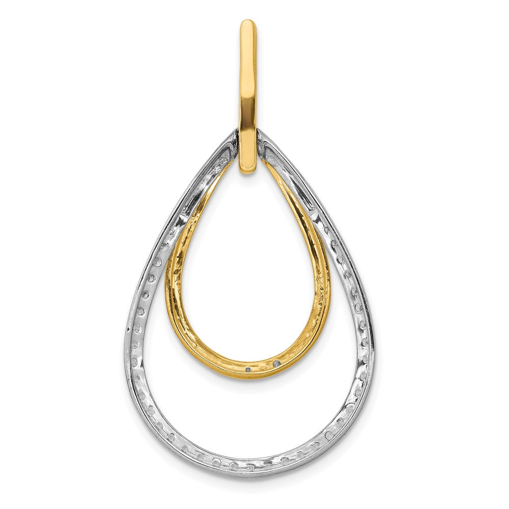 14k Two-tone 1ct. Diamond Double Teardrop Pendant