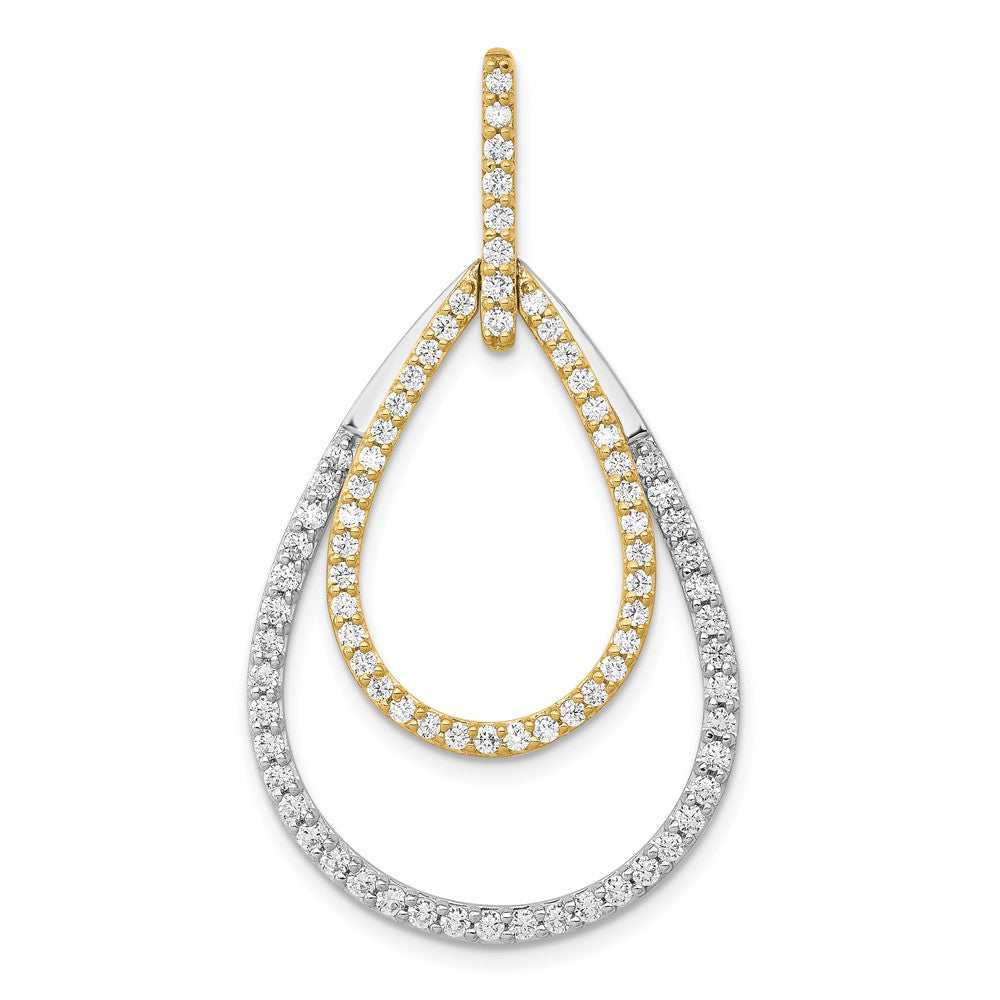 14k Two-tone 1ct. Diamond Double Teardrop Pendant