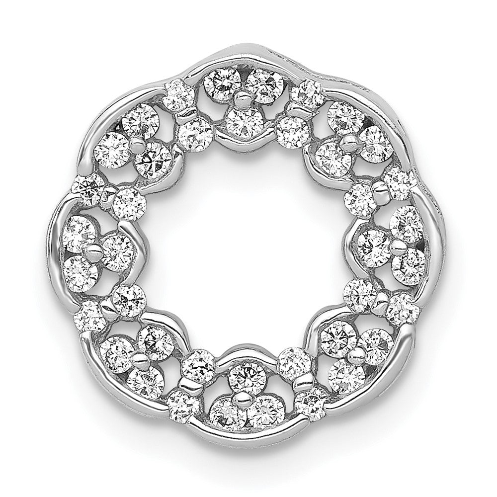 14k White Gold 3/8ct. Diamond Fancy Circle Chain Slide