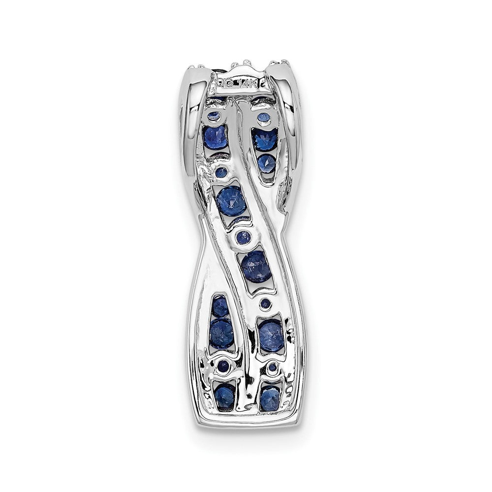 14k White Gold 1/3 ct. Diamond and Sapphire Fancy Twist Chain Slide