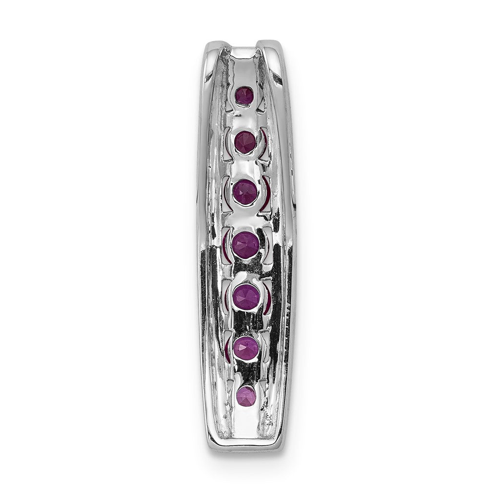 14k White Gold Diamond and .36 Ruby Fancy Chain Slide